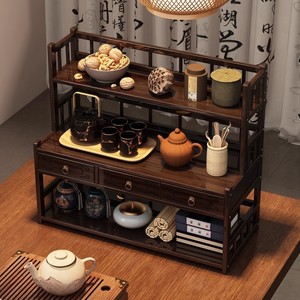 <b>Desktop</b> antique display <b>shelf</b>, small new Chinese style tea set, purple clay teapot storage rack, ornament table, tea rack, - Product Image 2