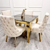 Meubles de salle à manger de haute qualité pour appartement, table à manger minimaliste de luxe avec plateau en verre trempé, 4 places