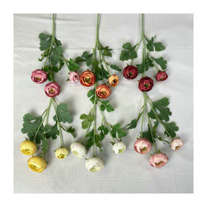ดอกพลัมประดิษฐ์ 3 หัว สีส้มแดง ของ Meiyu Crafts ช่อดอกไม้สำหรับตกแต่งบ้าน ถ่ายภาพงานแต่งงาน - Product Image 5