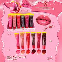 Lot de 24 brillants à lèvres liquides longue tenue Love Queen Beauty, 6 couleurs, hydratants, brillants, huile à lèvres, avec porte-clés charmant