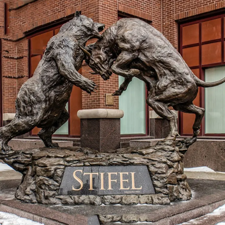 Benutzer definierte Wall Street Stock Market Tiers kulptur, die Bull Tritt Bären statue zum Verkauf auflädt