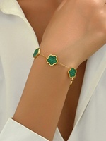 18K verguld roestvrijstalen pentagram bloemenarmband voor dames Valentijnsdag