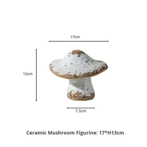 Modèle d'ornement en céramique moderne en forme de citrouille et de champignon, vase de table, décoration de tête de Bouddha vieilli - Product Image 6