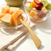 Fourchettes à fruits en bambou jetables imprimées sur mesure, compostables, écologiques, pour cocktails, desserts et traiteur événementiel