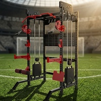 Machine Smith Commerciale pour Salle de Sport, Appareil de Musculation à Câbles Croisés pour Entraînement de Force, Musculation et Exercices des Jambes