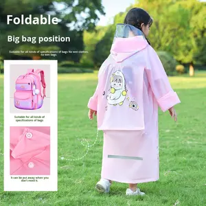 Imperméable pour enfants, dessin animé, corps entier, épaissi, long, EVA, pour les voyages, la randonnée en plein air, l'école primaire, les filles - Product Image 3