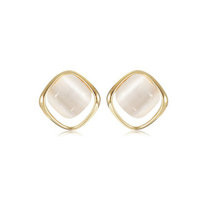 Boucles d'oreilles tendance en opale géométrique, simples, carrées, couleur or, pour femmes, bijoux tendance, accessoires de mode - Product Image 6