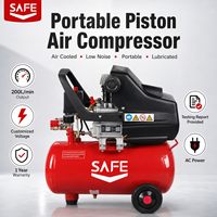 Compresseur d'air à piston portable 24L 50L 100L à entraînement direct 2HP 3HP 8 bars pour gonflage de pneus, peinture au pistolet, réparation automobile, atelier