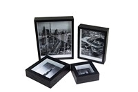 Nouvelle Arrivée Cadre Photo Moderne en Bois Noir Effet Ombre Impression UV Léger Durable Fixation Murale Tailles 5x7 A3/A4 Verre UV