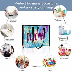 2025 Summer Transparent Letter Printing Clear Pvc <b>Plastic</b> <b>Tote</b> Bag Jelly Travel Shoulder Beach Bags - Product Image 3