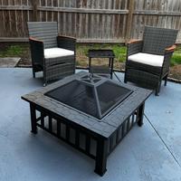 Table de foyer extérieure de 32'' de haute qualité pour jardin, foyer à bois avec barbecue pour patio et cour arrière