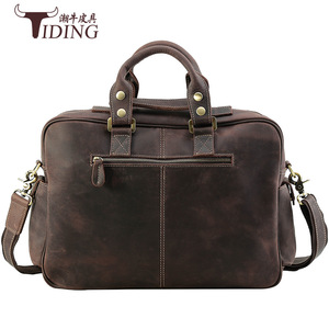 Bolso de viaje de cuero Crazy Horse para hombre Tiding, bolso de negocios de gran capacidad, color marrón oscuro 3062 - Product Image 4