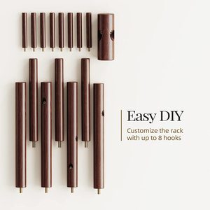 Sistema de exhibición de madera sólida para el hogar, estantería de bambú plegable con Árbol de madera, de Metal montado en la <span class=keywords><strong>pared</strong></span>, perchero negro colgante - Product Image 3