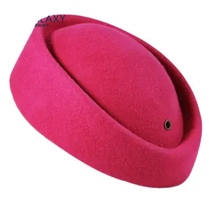 Factory customized high quality red flight attendant hat stage performance hat stewardess cap