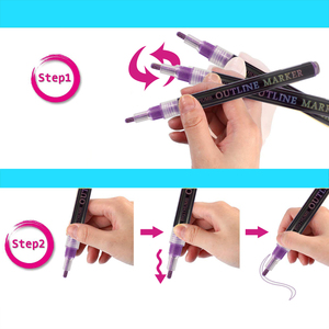 Überlegener, hochwertiger Faserspitzen-Umriss marker mit doppelter Linien markierung auf Alkohol basis zum Zeichnen - Product Image 6