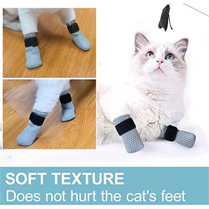 Fundas para patas de gato, de poliéster negro y gris, para prevenir arañazos, para baño, medicación, inyección y cuidado de uñas - Product Image 4
