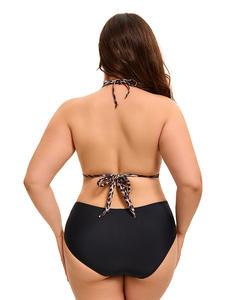 Traje de baño deportivo de talla grande para mujer americana Europea elegante patrón sólido estampado recortado diseño trasero ecológico transpirable - Product Image 6