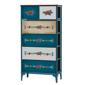Vêtements vintage tissu stockage imprimé commodes 6 tiroirs coffre meubles de chambre - Product Image 1