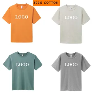 Fast Custom 300gsm Heavyweight 100% Cotton Oversized Short Sleeve T Shirt High Quality for men plain tshirt