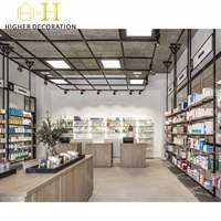 Présentoir mural en bois pour maquillage et soins de la peau, avec éclairage LED, pour parfums et cosmétiques, idéal pour les boutiques