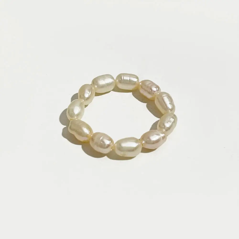 Boho Multi Beaded Pearl Finger Ring Natural Freshwater Pearl Geometric Rings Women Continuous Circle Minimalist Fine Jewellery