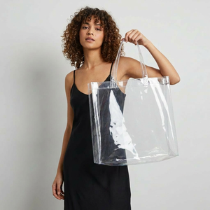 <span class=keywords><strong>Sac</strong></span> fourre-tout en PVC transparent imperméable de 0,5 mm avec double couture, couture industrielle, pour la plage, les voyages et les courses en famille - Product Image 2