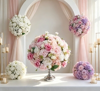 Boule de fleurs artificielles pour mariage, décoration de centre de table, boule de fleurs en soie faite à la main pour la décoration d'événements de mariage