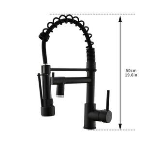 Robinet de cuisine monocommande DB avec douchette extractible et rotative, en acier inoxydable noir brossé, à poser sur comptoir, style contemporain - Product Image 3