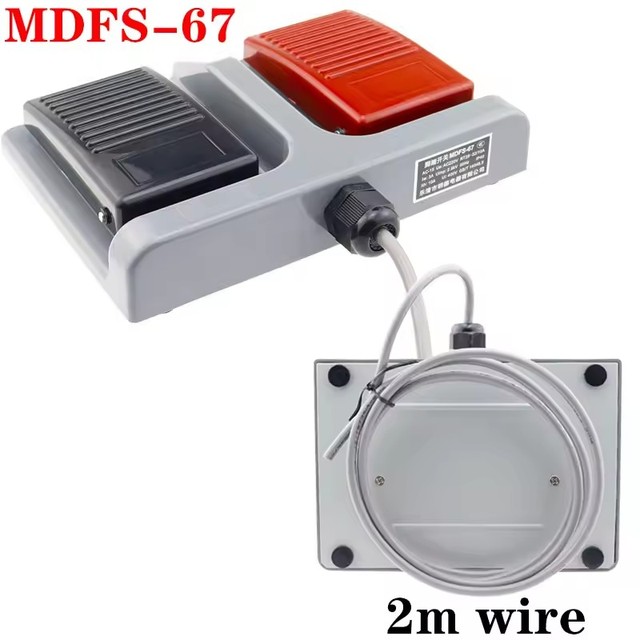 Large Size Foot Switch MDFS-67 Dual Foot Switch 2-Meter Long with USB Interface, With 10A/220V AC Wire Self Resetting