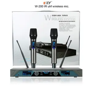 Hệ Thống Micro Không Dây IR UHF W-200 Micro Không Dây KTV Hai Kênh Cầm Tay Bằng Kim Loại.