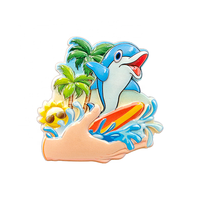 Aimant de réfrigérateur en résine en forme de dauphin surfeur mignon, aimant décoratif 3D en forme d'animal marin, souvenir de plage d'été