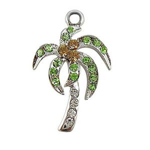 Moda playa joyería hacer DIY Metal chispeante hoja de diamantes de imitación palmera encanto colgante - Product Image 4