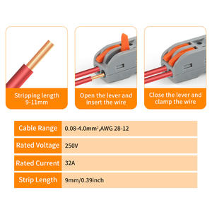 DIY GO Universele compacte elektrische kabel Push-in snelconnector Hendelveer Splice Terminal Block Snelle draadconnectoren 2-pins - Product Image 2