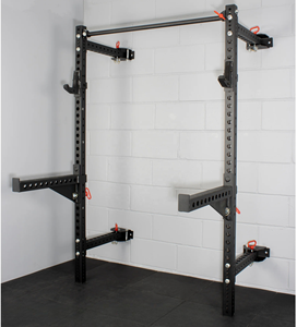 מתקפל קיר רכוב קועה עם למשוך את נשק j-כוסות תצפית עבור אימון מוסך כושר ביתי - Product Image 5