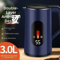 Bouilloire électrique en acier inoxydable 3L, 1500-2000W, carafe thermique, arrêt automatique, pour usage domestique