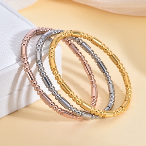 Yilanka Vòng tay đính cườm tối giản mạ vàng 18K Vòng tay hình trụ đính cườm trơn thanh lịch Vòng tay ngọc trai thời trang có thể tùy chỉnh - Product Image 2