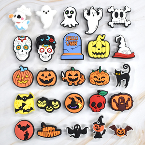 Adulto Sapato Encantos Hallowmas Pvc Sapato Decorações Caveira Abóbora Halloween Pvc Sapato Encantos De Borracha Para Tamanço - Product Image 1