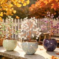 Arbre en cristal naturel fait main en gros, base d'ornement énergétique, Feng Shui, cadeau porte-bonheur en vrac pour la décoration