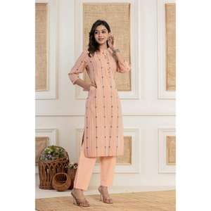 Pantalon Kurta droit en coton fait à la main pour femmes avec belle conception et ensemble Dupatta vêtements indiens de style pakistanais au prix de gros - Product Image 3