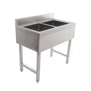 Gabinete colador de fregadero de cocina de lavado a mano de doble cuenco de acero inoxidable de grado alimenticio