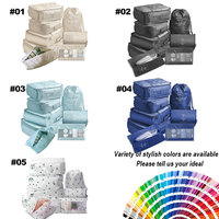 Ensemble 8 pièces de sacs d'organisation de voyage avec logo personnalisé, cubes d'emballage de bagages de grande capacité, vente en gros de sac de rangement étanche pour linge de voyage