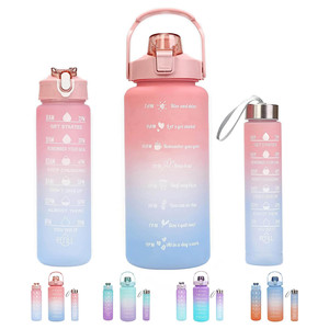 Tomatodos Demi-gallon de 64 oz Botella De Agua Motivacional Ensemble de bouteilles d'eau 3 <span class=keywords><strong>en</strong></span> 1 Ensemble de bouteilles d'eau 3 <span class=keywords><strong>en</strong></span> 1 - Product Image 2