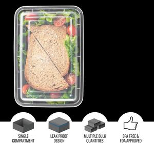 Boîte à emporter rectangulaire en plastique, best-seller, 38 oz, récipient alimentaire micro-ondable - Product Image 5
