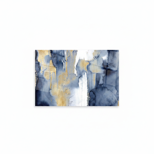 Impression sur toile abstraite élégante bleue et dorée, Art en verre trempé - Product Image 2