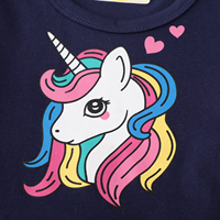 Robe en tulle à imprimé licorne marine pour filles, manches courtes, jupe tutu en maille colorée avec cœurs, tenue décontractée de princesse pour enfants, idéale pour les anniversaires