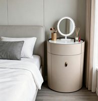 Table de toilette de luxe légère et minimaliste, style crème, en bois massif, avec rangement intégré, table de chevet et coiffeuse pour dressing