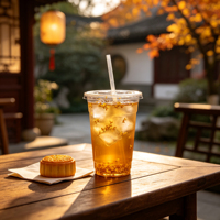 Gobelets en PET jetables personnalisés de 16 oz et 24 oz pour Bubble Tea, jus, boissons froides, gobelets en plastique transparents avec couvercles et pailles intégrées