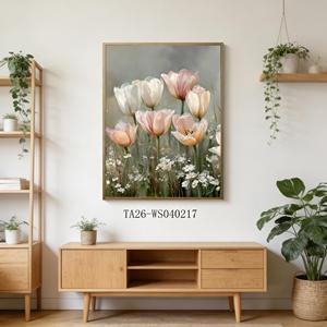 Quadro su Tela Incorniciato con Fiori <span class=keywords><strong>di</strong></span> Tulipano Romantici per Camera da Letto e Soggiorno - Product Image 3