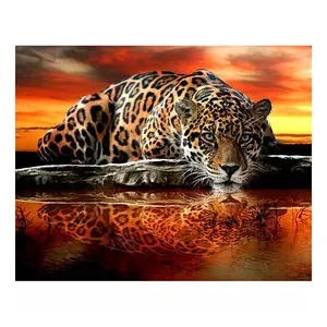 Animali del leopardo pittura fai da te con i numeri kit immagine acrilica wall art canvas hand paint by numbers home decor regalo unico 40x50cm