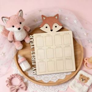 Cadre photo en bois sur le thème des animaux mignons pour bébé, affichage des photos des 12 mois, décoration originale pour la chambre d'enfant, pour garçons et filles - Product Image 1